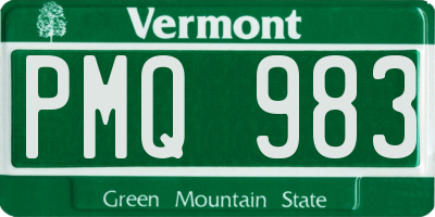 VT license plate PMQ983