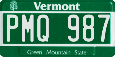 VT license plate PMQ987