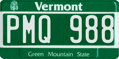 VT license plate PMQ988