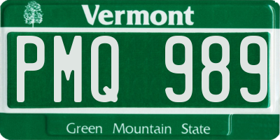 VT license plate PMQ989