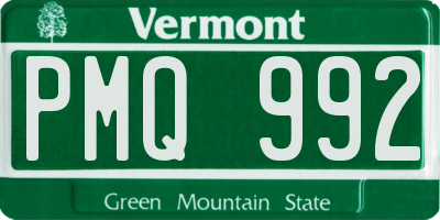 VT license plate PMQ992
