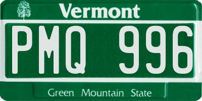 VT license plate PMQ996