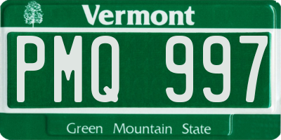 VT license plate PMQ997