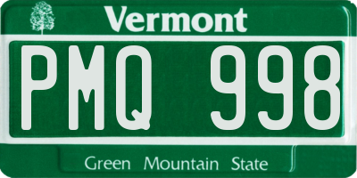 VT license plate PMQ998