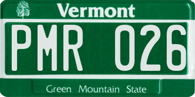 VT license plate PMR026