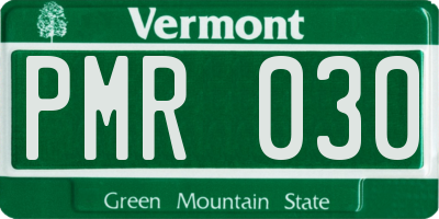 VT license plate PMR030