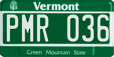 VT license plate PMR036