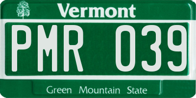 VT license plate PMR039