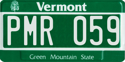 VT license plate PMR059