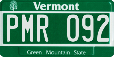 VT license plate PMR092