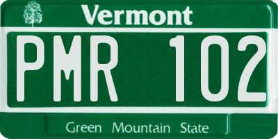 VT license plate PMR102