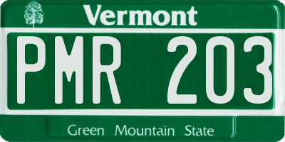 VT license plate PMR203