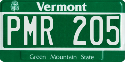 VT license plate PMR205