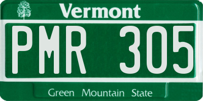 VT license plate PMR305