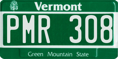 VT license plate PMR308