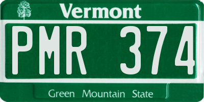 VT license plate PMR374