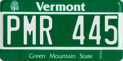 VT license plate PMR445