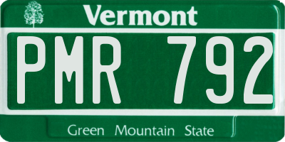 VT license plate PMR792