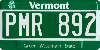 VT license plate PMR892