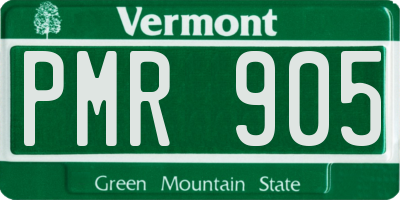VT license plate PMR905