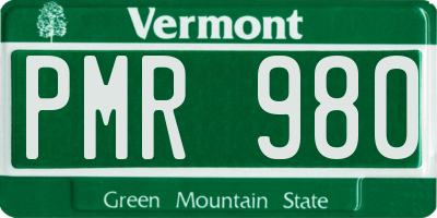 VT license plate PMR980