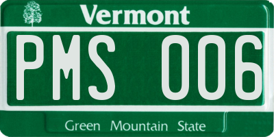 VT license plate PMS006