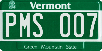 VT license plate PMS007
