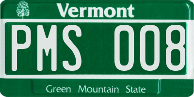 VT license plate PMS008