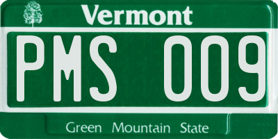 VT license plate PMS009