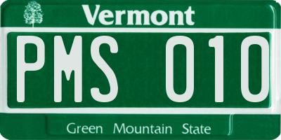 VT license plate PMS010