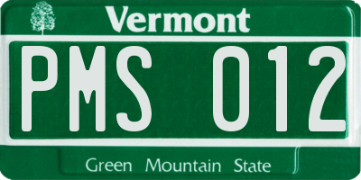 VT license plate PMS012