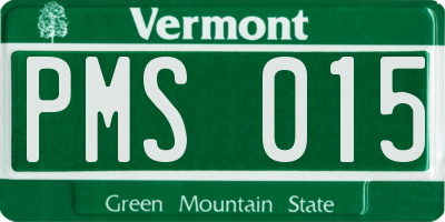 VT license plate PMS015