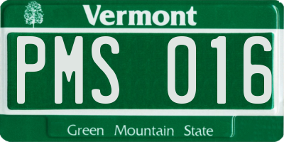 VT license plate PMS016