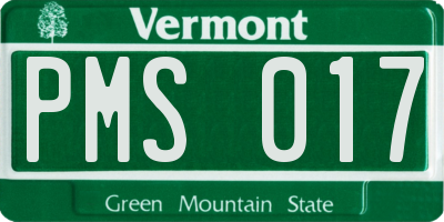 VT license plate PMS017
