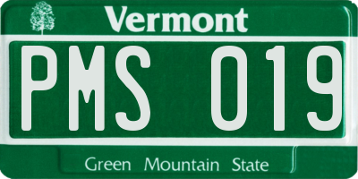 VT license plate PMS019
