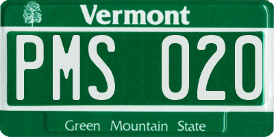 VT license plate PMS020