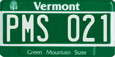 VT license plate PMS021