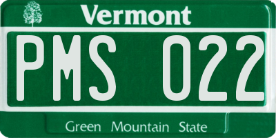 VT license plate PMS022
