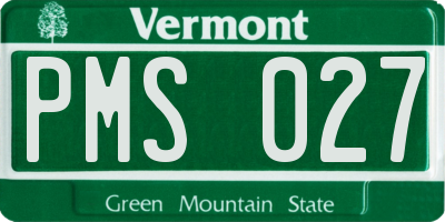 VT license plate PMS027