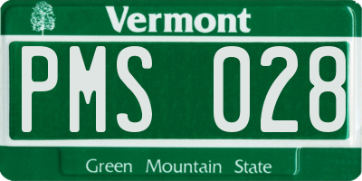 VT license plate PMS028