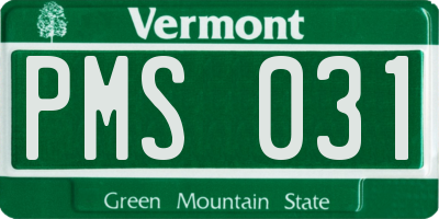 VT license plate PMS031