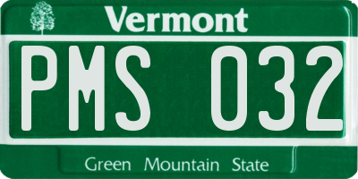 VT license plate PMS032