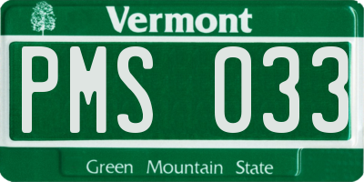 VT license plate PMS033