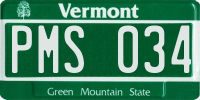 VT license plate PMS034