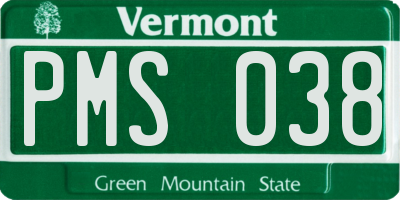 VT license plate PMS038