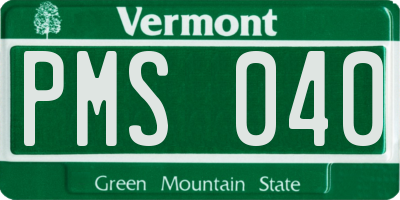 VT license plate PMS040