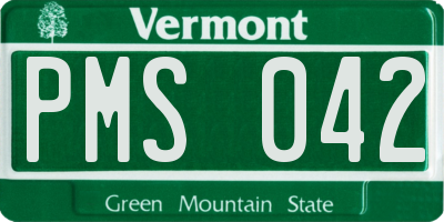 VT license plate PMS042