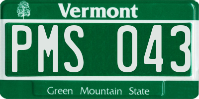 VT license plate PMS043