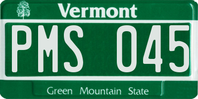 VT license plate PMS045