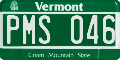 VT license plate PMS046